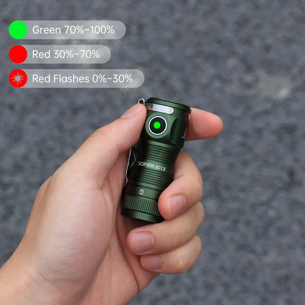 Sofirn SC13 Green SST40 LED 1300lm Mini Tactical 18350 Flashlight 6000K Keychain Emergency Torch