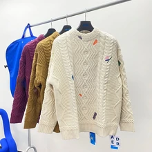 

Men Women 1:1 High Quality Wool Knit Sweater Mens Coat ADER Sweater Embroidered Casual Loose