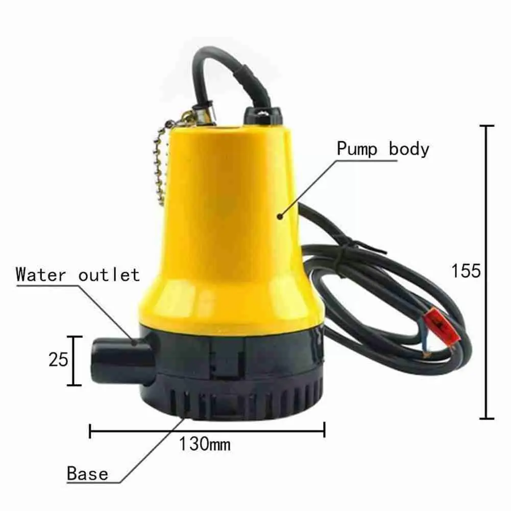 12V Bilge Pump Submersible 1620GPH 6000L/H Clean Dirty Automatic Pool Water Pond Marine Household Bilge Boat Flood Pumping K4L0 bilge pump