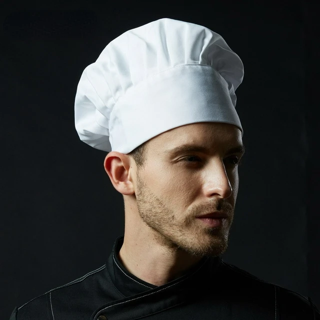 Black Chef Hat Cooking chef Caps Adjustable Men Kitchen Elastic