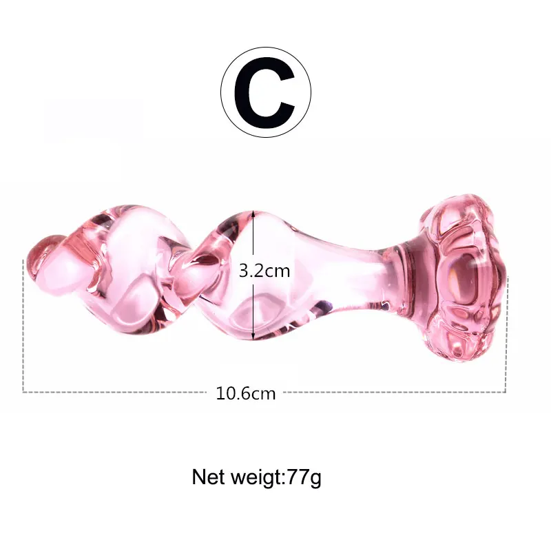 Crystal Glass Pink Anal Plug Dildo For Women And Men_voghion.com