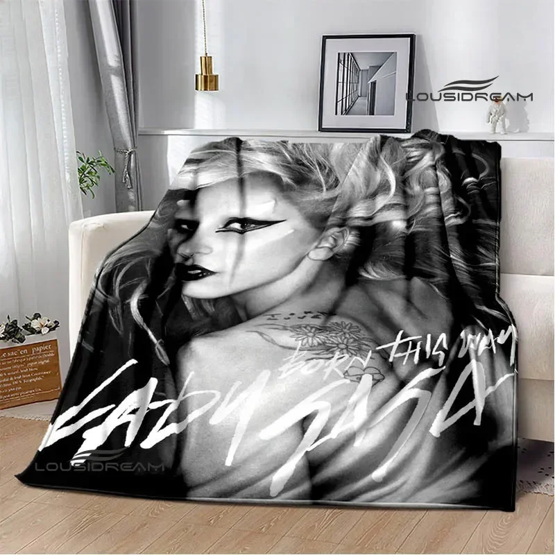 Star Lady-Gaga printed blanket warm flannel blankets soft and comfortable blanket home travel blanket bed linings birthday gift 2