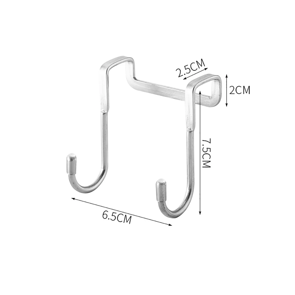 2PCS Stainless Steel Hook Free Punching Double S-Shape Hook Kitchen Bathroom Cabinet Door Back Type Coat Towel Storage Hanger