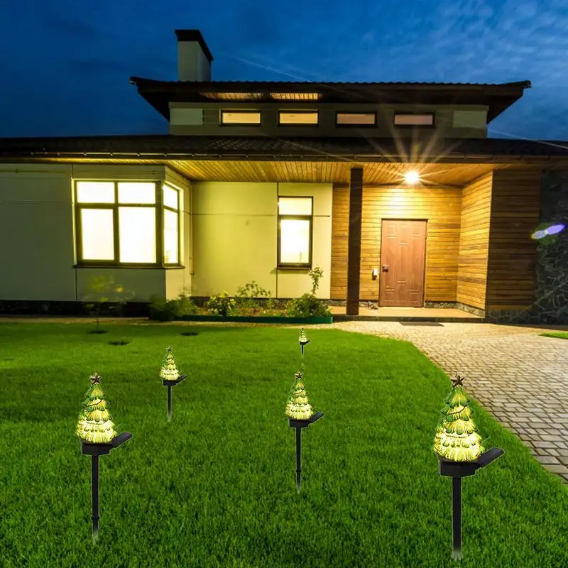 Solar Christmas Landscape Lights Resin Christmas Walkway Decor Light