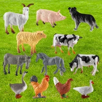 Animal Model Figurines Movable Cute Poultry Figurines Wildlife Chicken Duck Goose Cow Statue Garden Sandbox Home Decoration 1