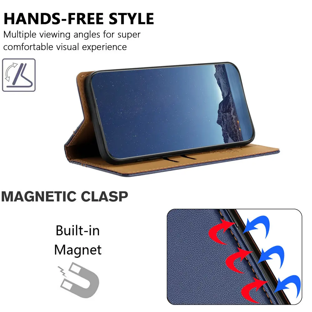 Leather Magnetic Flip Case with 360-Degree Protection - Luxury Book-Style Phone Cover