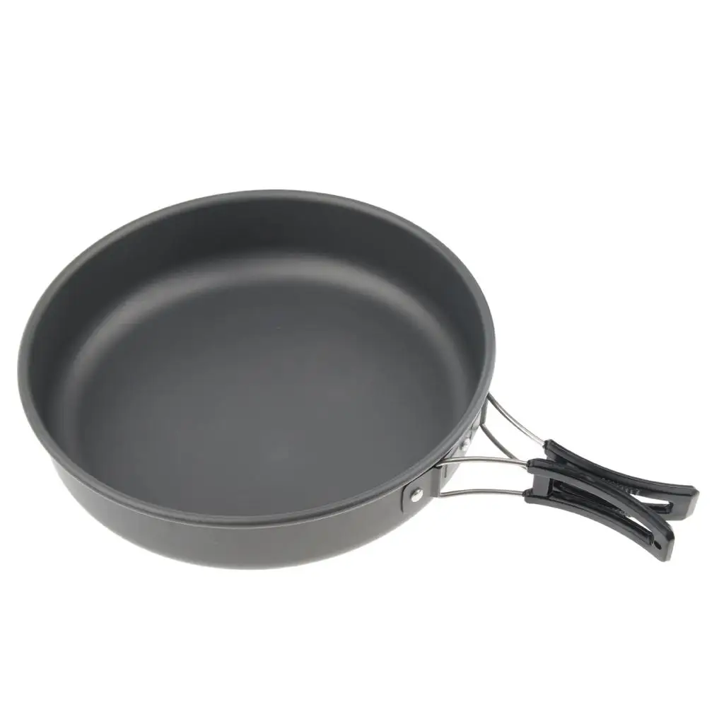 Cookware Fry Pan, Aluminum Frying Pan with Foldable Handle for Camping Backpacking Hiking Cooking Equipment