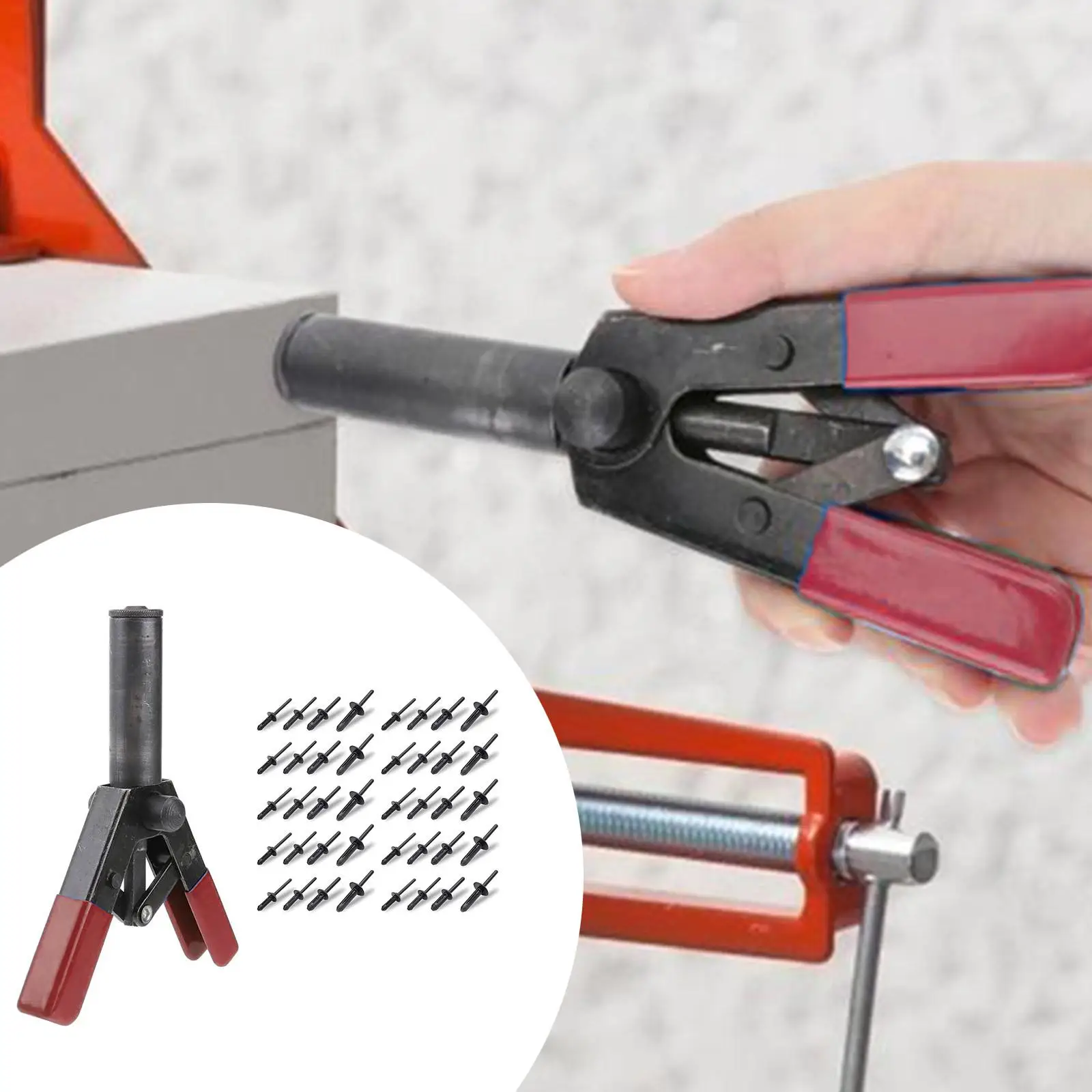 Plastic Rivet Gun 6.3 Inch Poly Hand Riveter Kit for Fastening Door Panels Automotive Trim Blind Rivet Gun 40pcs POM Rivets