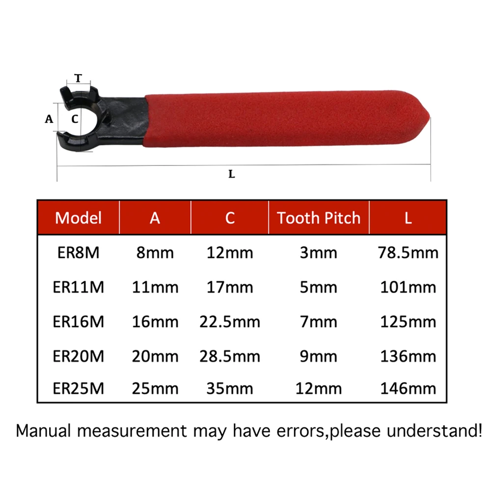 ER Spanner M Type ER8 ER11 ER16 ER20 ER25 Wrench CNC Lathe Tools Collet Chuck Nut CNC Milling Machine