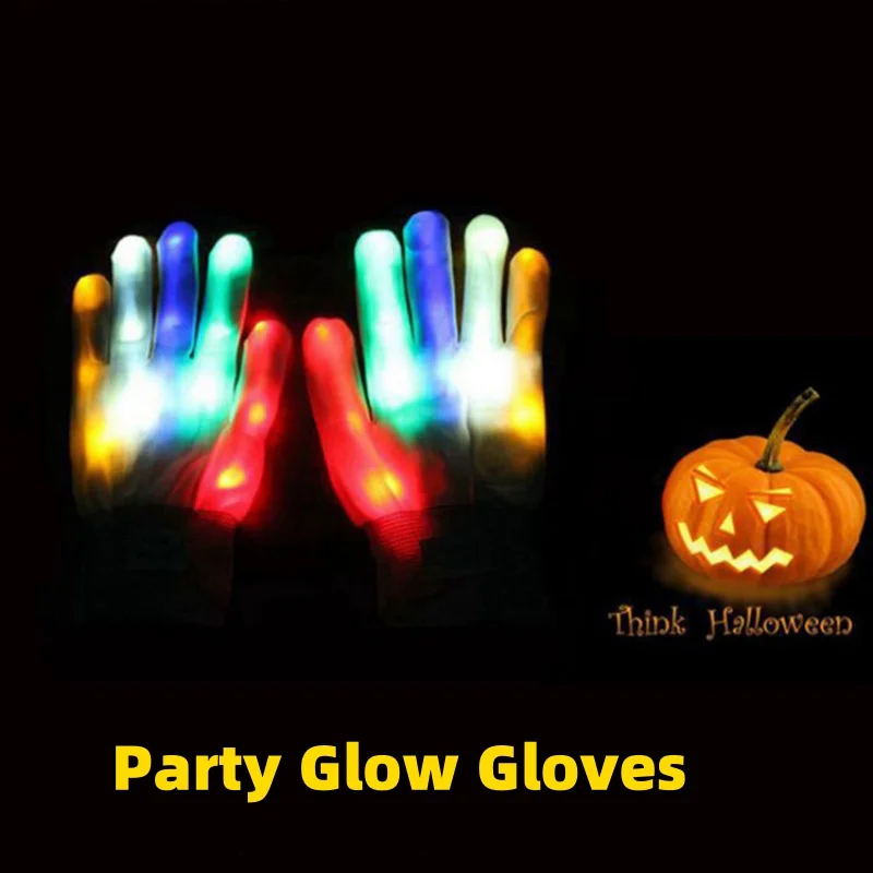 

LED Seven Color Flashing Color Changing Luminous Rainbow Gloves To Boost Cool Gloves Party Birthday Supplies Cosplay Prop