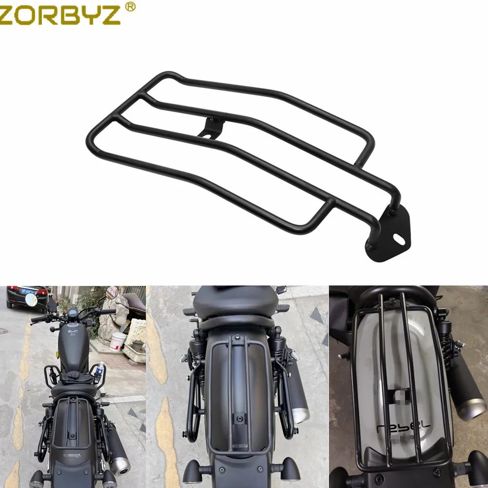 ZORBYZ Black Steel Rear Solo Seat Luggage Rack Carrier For Honda Rebel CMX 300 500-Motorcycle