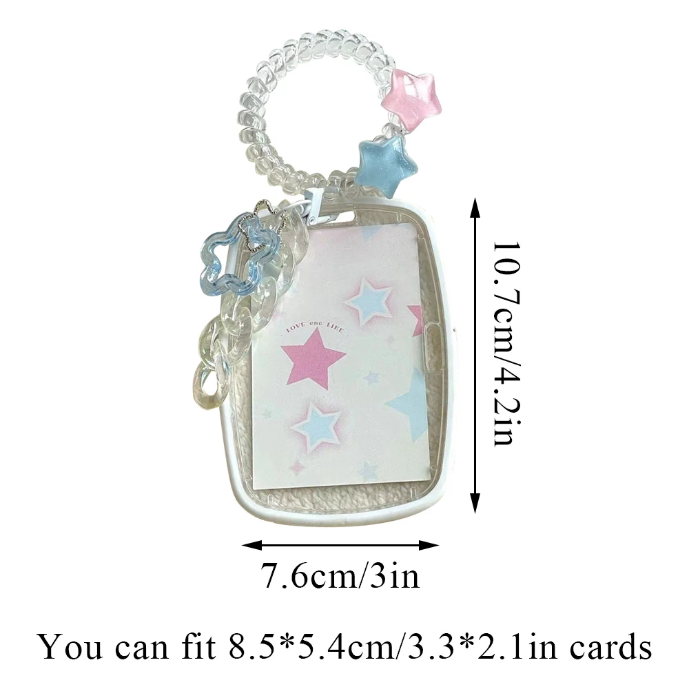 Heart Star Pendant Card Holders 3inch Idol Photcards Protective Sleeves Clear Photo Game Bus Student Card Film Keychain  ? 6