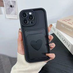 3D Love Heart Silicone Card Holder Phone Case - Shockproof Pocket Cover - iPhone 12 Pro (1)