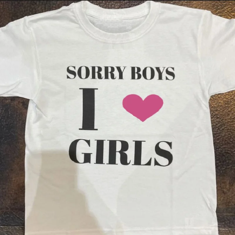 

Summer New T-shirt Vintage Letter SORRY BOYS I LOVE GIRLS Print Casual Street Wear T-shirt Y2k Clothing Gothic Emo Top T-shirt