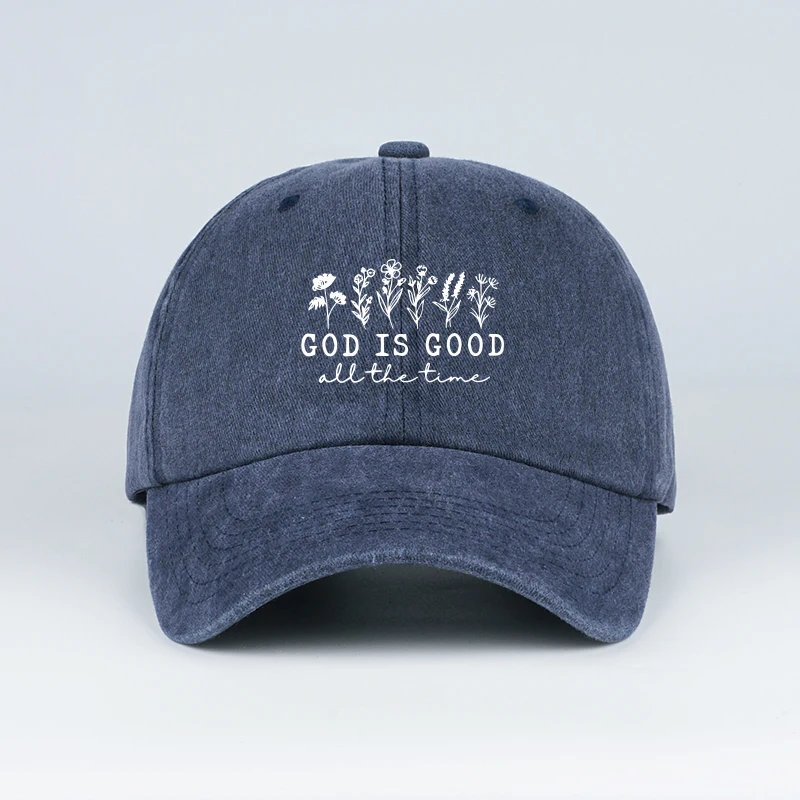 MLFO “God is Good” 꽃무늬 프린트 야구 모자 가볍고 통기성이 좋으며 조절 가능한 버클 남녀공용 일상 통근 및 야외 하이킹