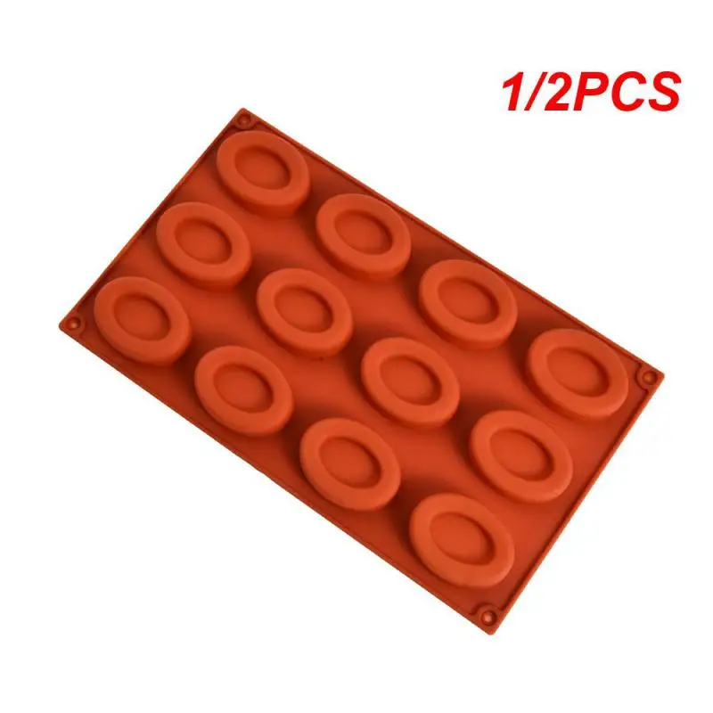 

1/2PCS 12-cavity Oval Silicone Doughnut Mold Small Cake Chocolate Pancake Moulds for Baking Mini Dessert Kitchen Handmade