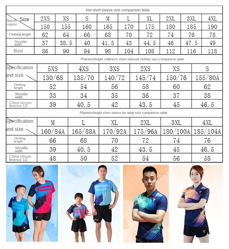 Tibhar men women Table tennis t-shirt short sleeve shirts clothes sportswear top ping pong