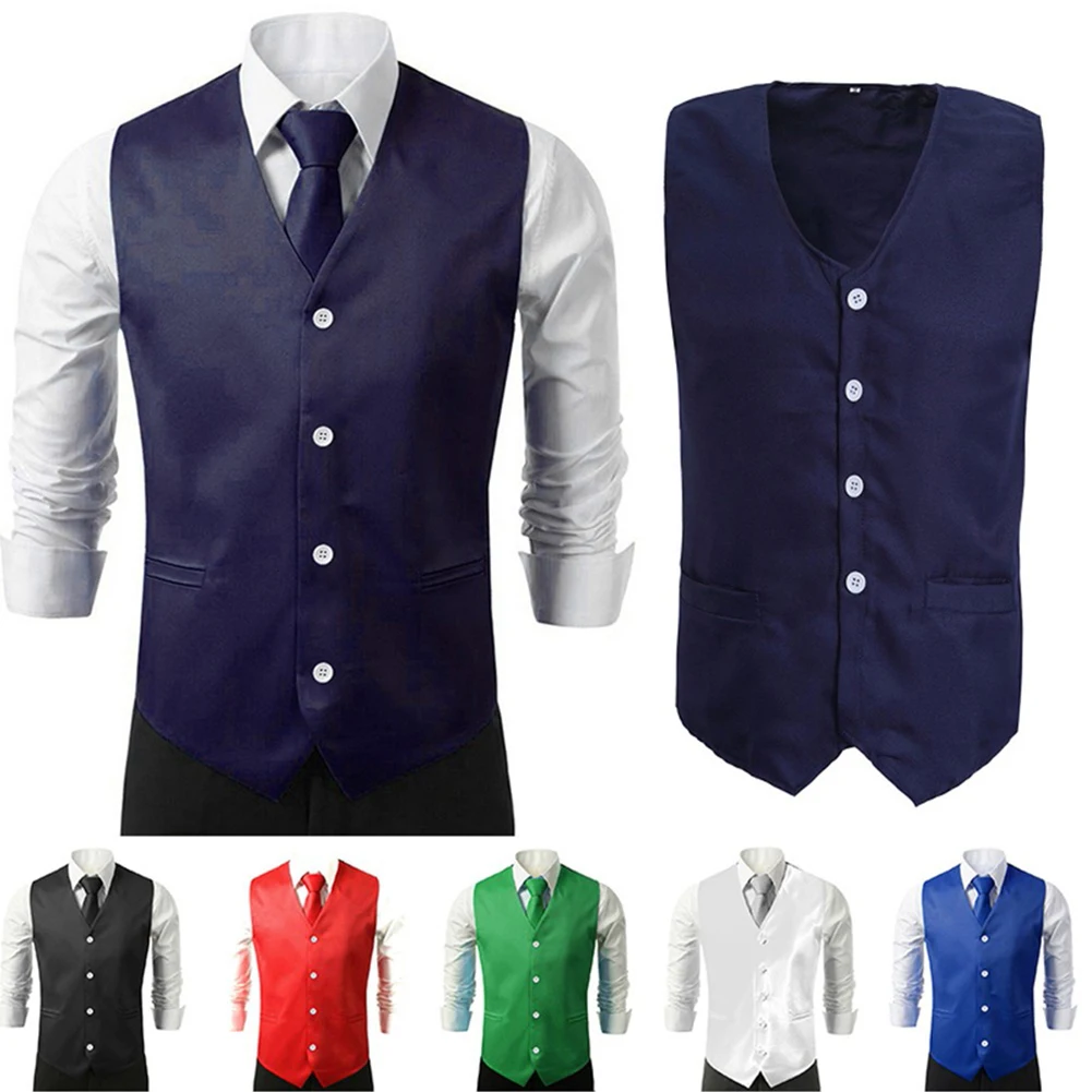 Tops Mens Vest Office Outdoor Polyester Slim Fit Soft Waistcoat Wedding Suit Appointments Business Comfortable