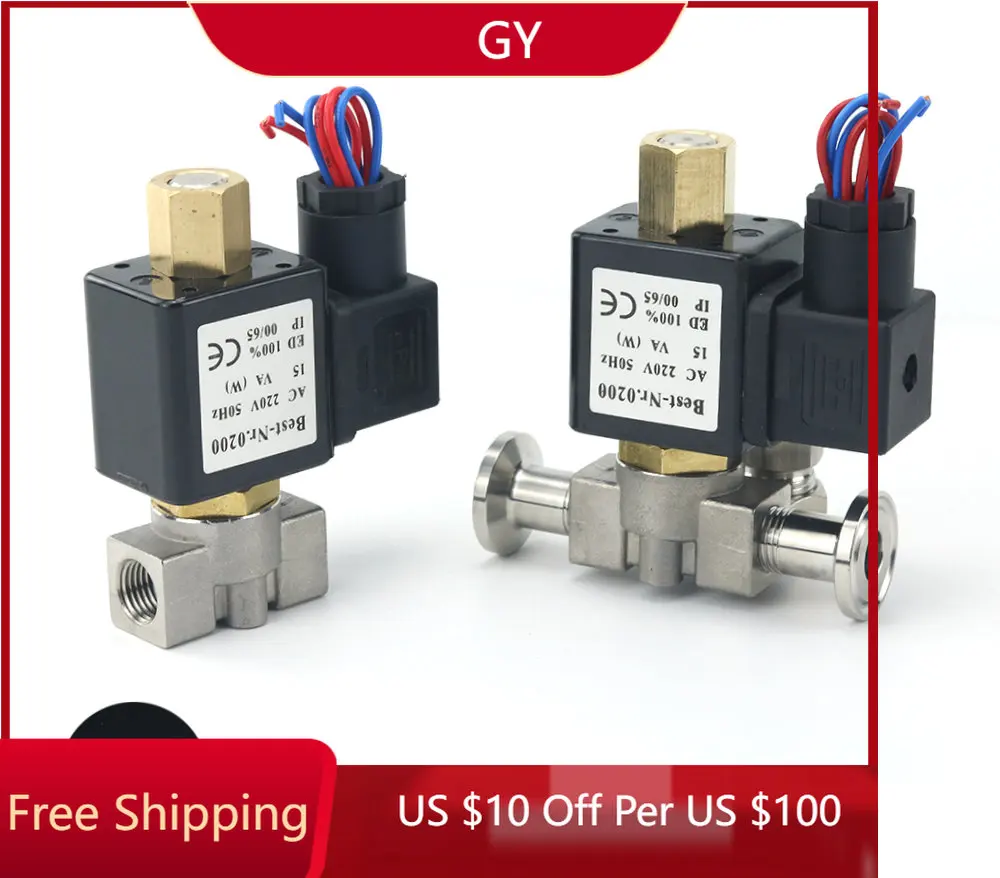 

1/4" Normally Open Stainless Steel Body 2-Way Oil Acid Solenoid Valve with 2Pcs Silicon Gasket VX2120-08-SS-NO AC220V DC 12V/24V