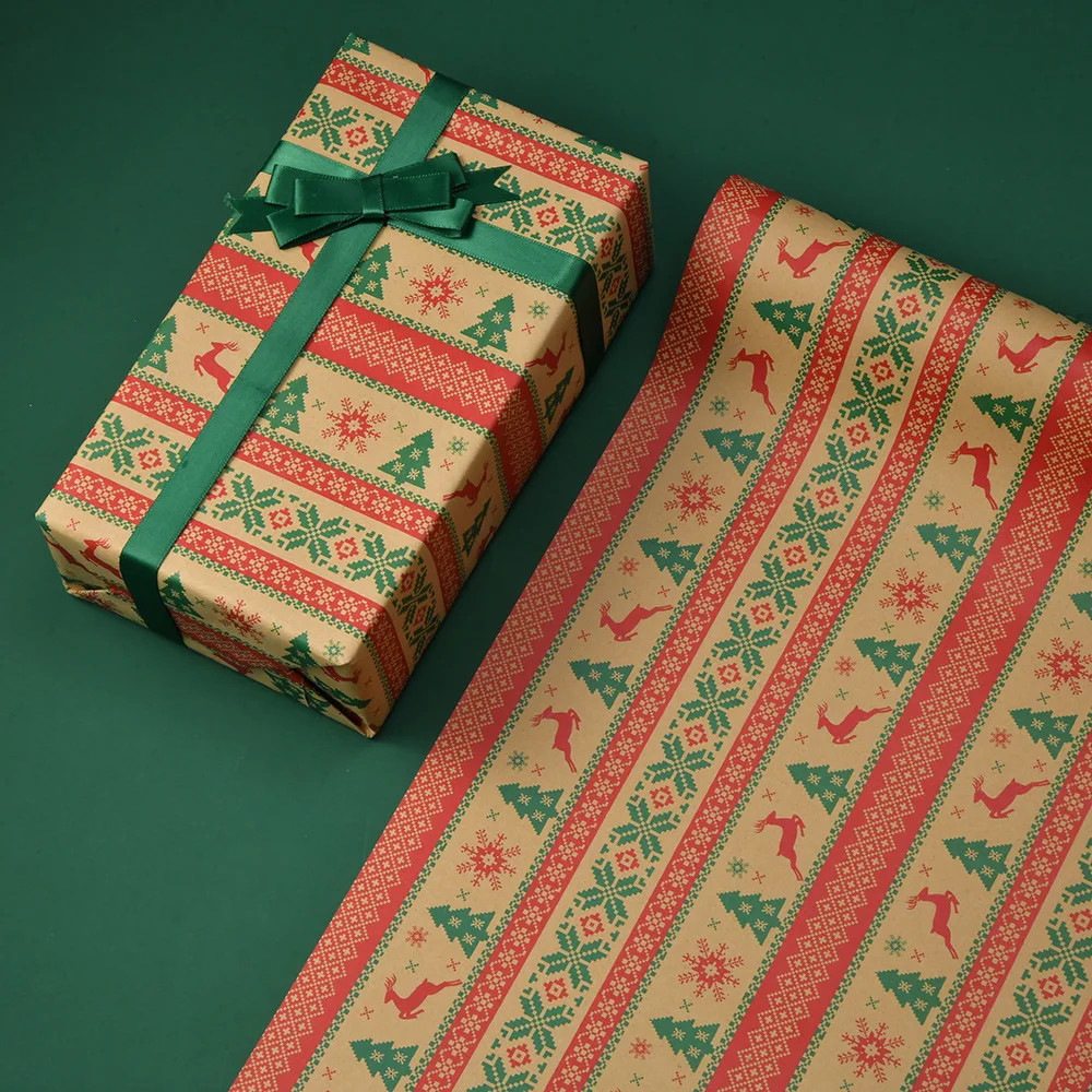 5sheets Classic Christmas Theme Gift Wrapping Paper Thickened Christmas  Kraft Craft Paper Wrapping Paper Gift Box Wrapping Paper - AliExpress