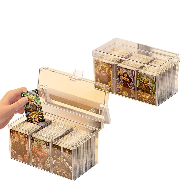 

Anime Pokemon Yu-Gi-Oh Card Storage Box Transparent Acrylic Dustproof Covered Children's Small Card Organizer Box Card Box
