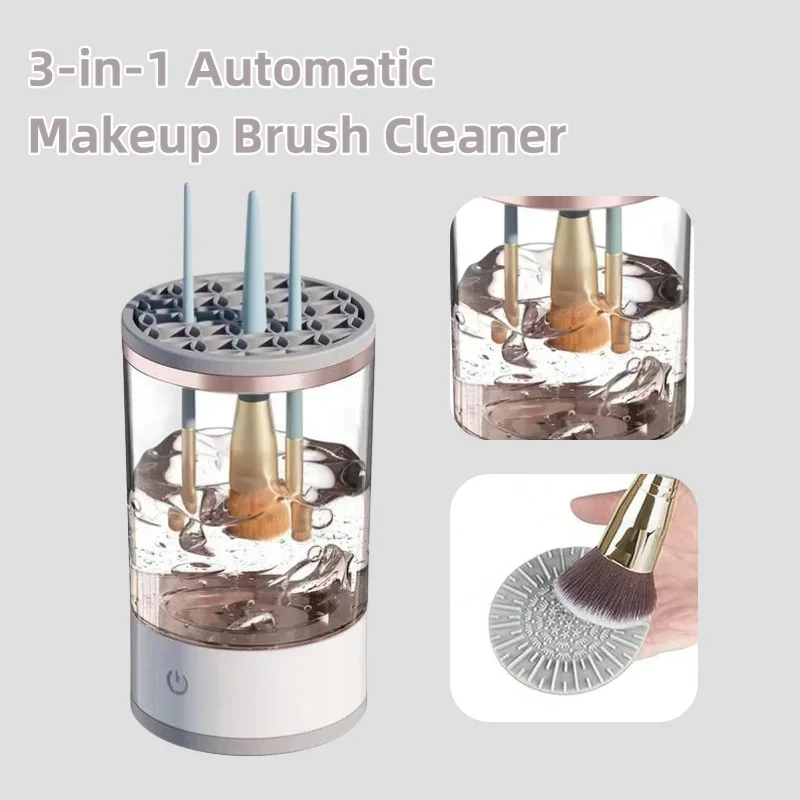 

New 3-in-1 Automatic Makeup Brush Cleaner Lazy Efficient Cleaning Energy saving Dustproof Quick Dry Makeup Brush Cleansing Tools