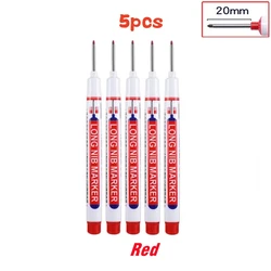 5-Piece Waterproof Deep Hole White Paint Marker Set with 20mm Long Nib for Construction and Woodworking (5pcs red)