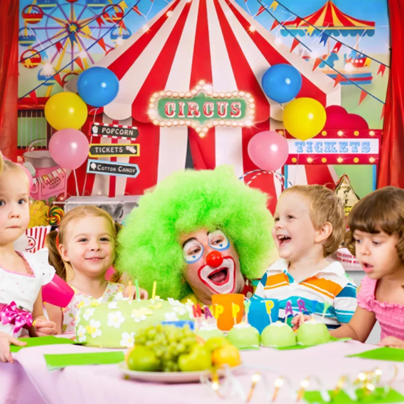 Circus Carnival Backdrops Photography Props Newborn Baby Birthday Decoration Balloon Ferris Wheel Party Background Photo Studio