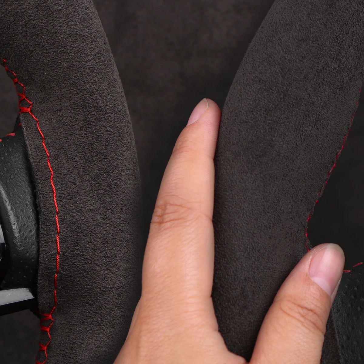 Universal Wildleder Auto Lenkrad Abdeckung DIY Hand Nähen Weiche Leder Flechten Abdeckung Für Auto Lenkrad – Detail 4