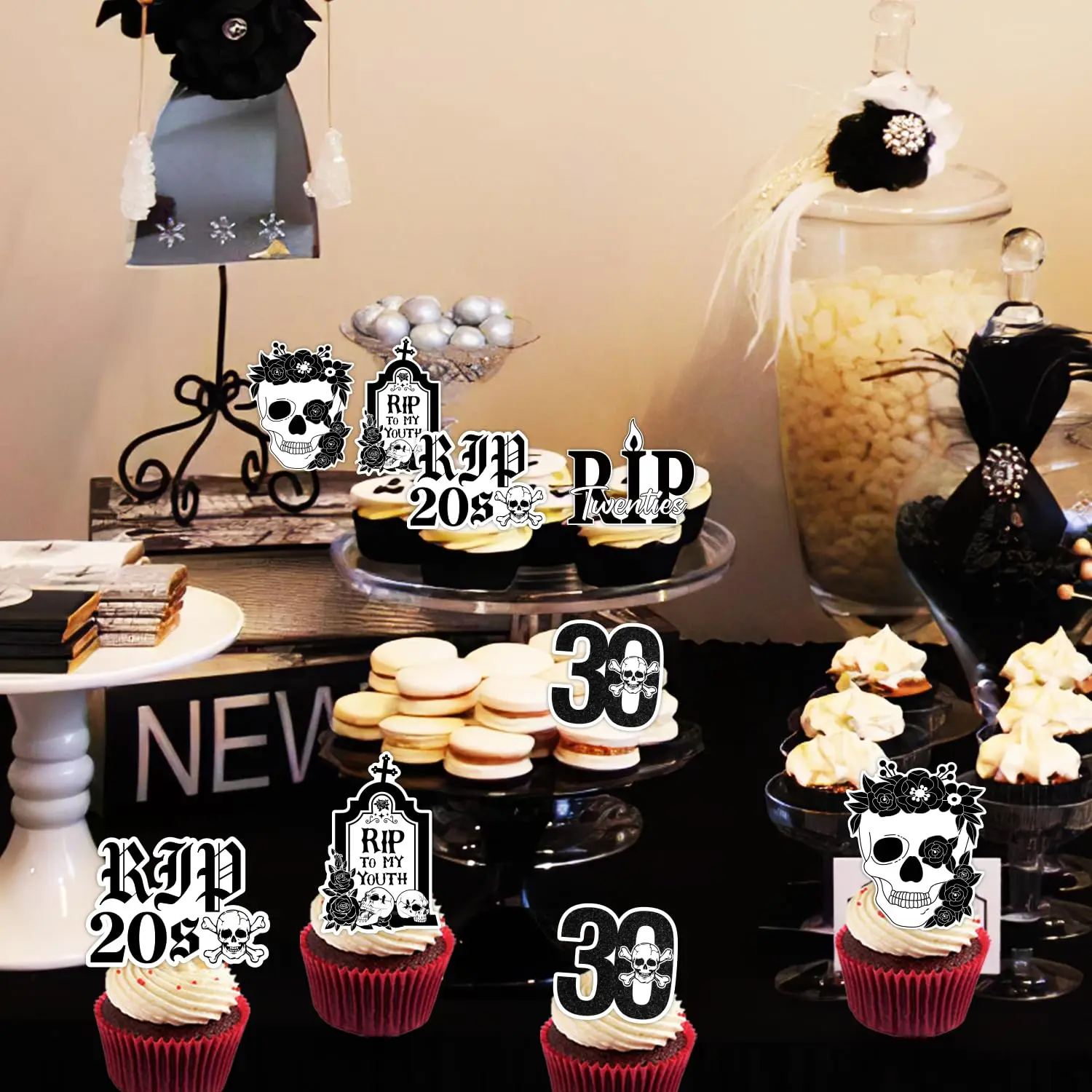 36 Decorazioni Per Cupcake A Tema Halloween – Day Of The Dead – Topper Teschio Di Zucchero Per Festa A Tema
