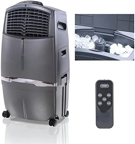 

CFM Indoor Portable Evaporative Air Cooler, Fan & Humidifier with Ice Compartment & Remote, White Fans handheld Floor standing f