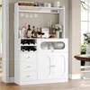 Kitchen Pantry Storage Cabinet with Hutch, Buffet Cabinet with Storage, Coffee Bar Cabinet with Power Outlets, Microwave Stand 3