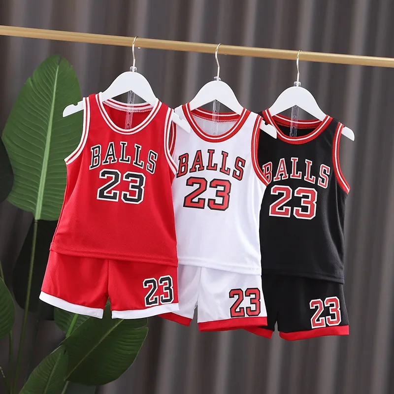

Kids Child Sports Basketball maillotClothes Suit Summer Children's Boy Girl Fashion Sleeveless Baby Vest + T-shirt Jerseys