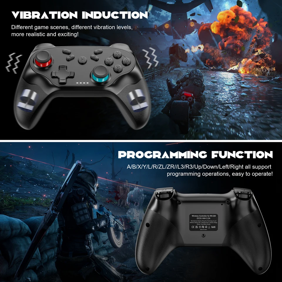GAMROMBO Controller For Switch Oled/Lite/PC Wireless Game Joystick W/ 6-axis Gyro Turbo Vibration Gamepads Remote_voghion.com