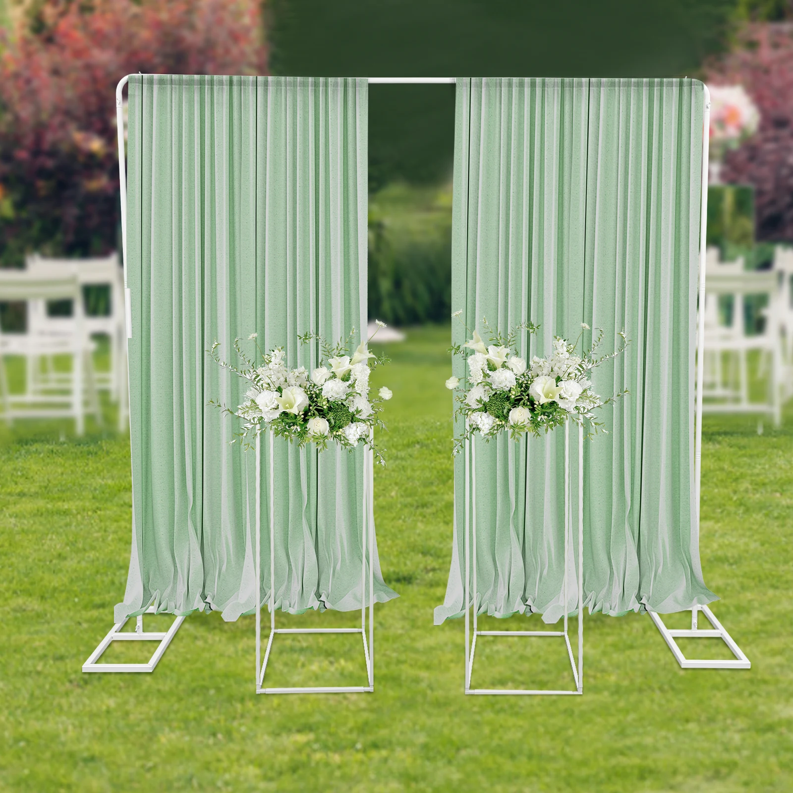 1 of Ballon Arch 2M Stand and 2 of Flower 80cm Stands Set, 3pcs Backdrop Frame for Wedding Party Ceremony Indoor Outdoor Decor P