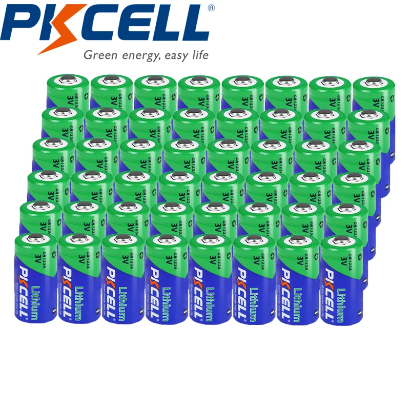 

50PC PKCELL CR123A 3V Lithium Battery CR123 123A CR 123 A123 CR17345 16340 Cell 1500mah for Camera Flashlight Dry Primary Cell