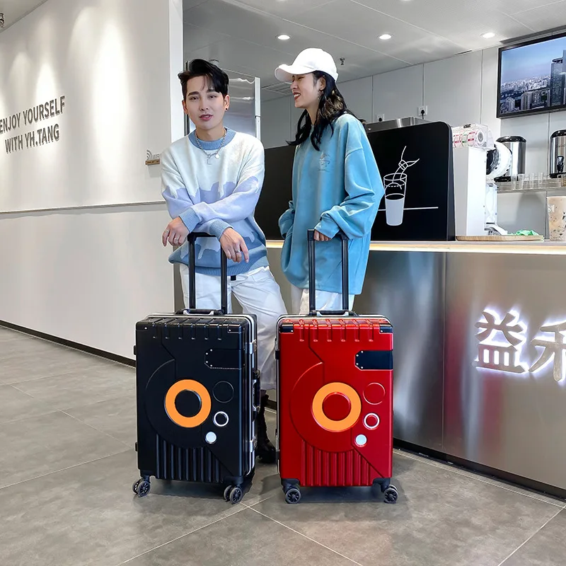 New men's and women's suitcase,20 inches,aluminum notebook Pocket on the front frame,TSA PC luggage,With Lock Rotating Wheels