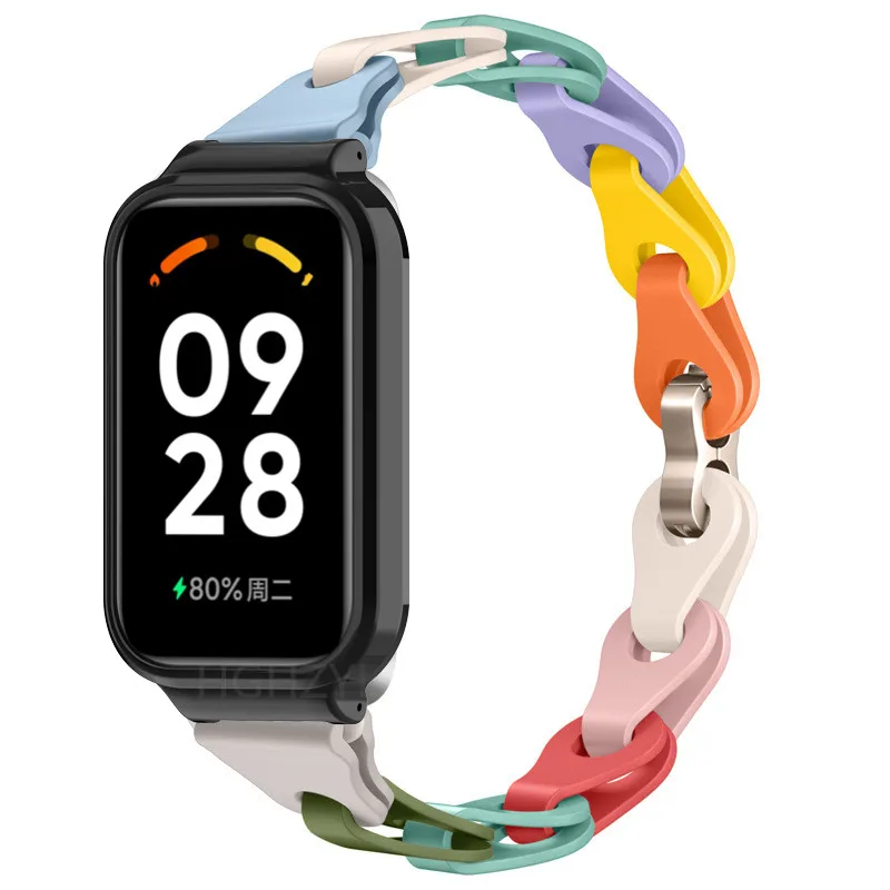 Colorful Chain Silicone Band for Xiaomi Mi Band 8 Active - Stylish Girls' and Women's Strap