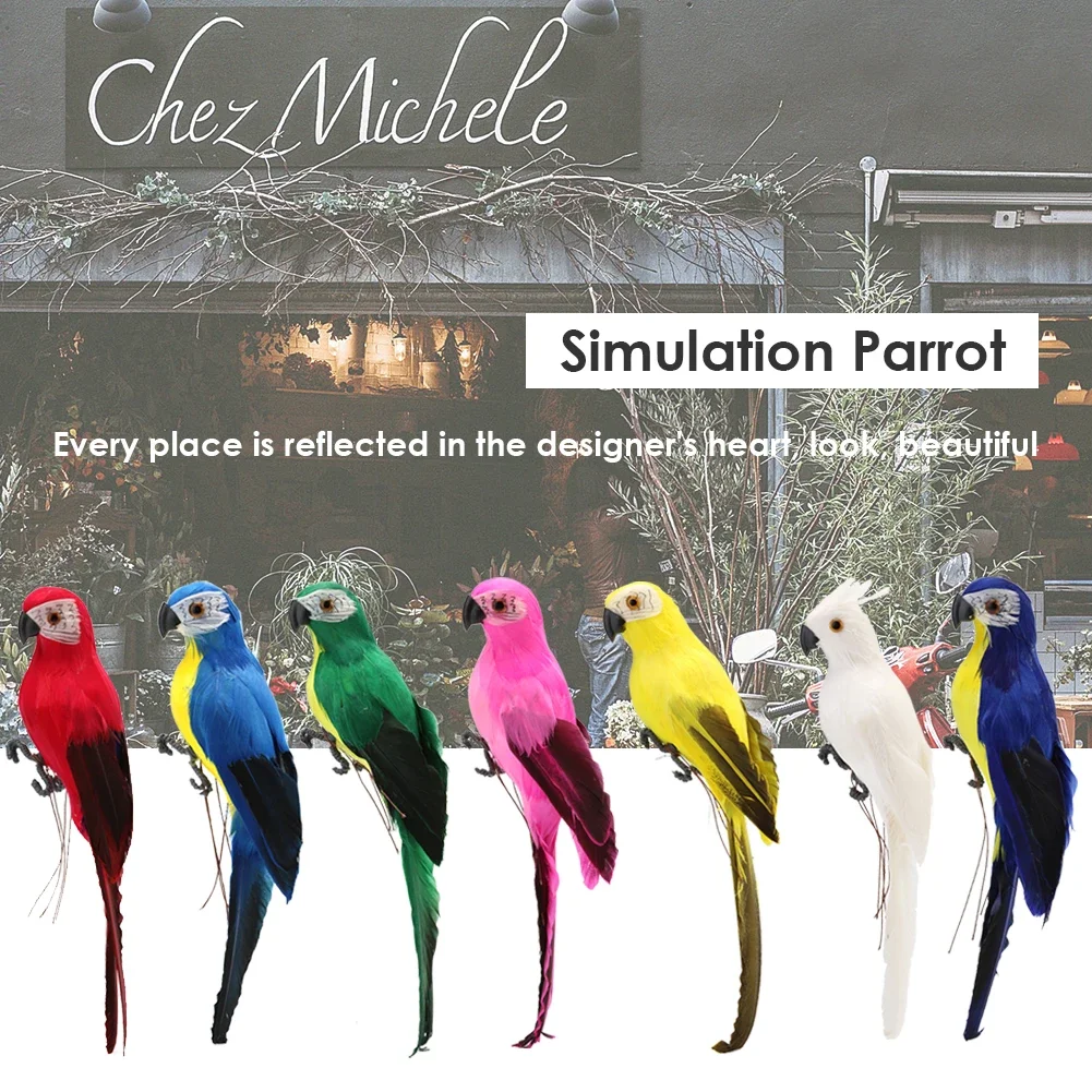 Handmade Foam Feather Parrot Figurine Home Garden Decoration 1PC