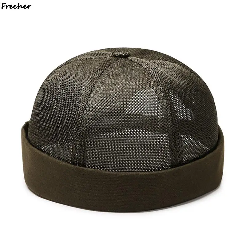 Breathable Mesh Unisex Melon Cap Solid Color Summer Brimless Hat Hip Hop Skullcap Street Style Beanies Hats Fashion Headwear