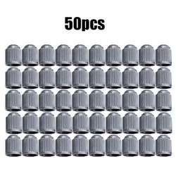 Universal Tire Stem Valve Caps with O - Ring Seal - Durable Dust and Leak Protection (Grey 50pcs)
