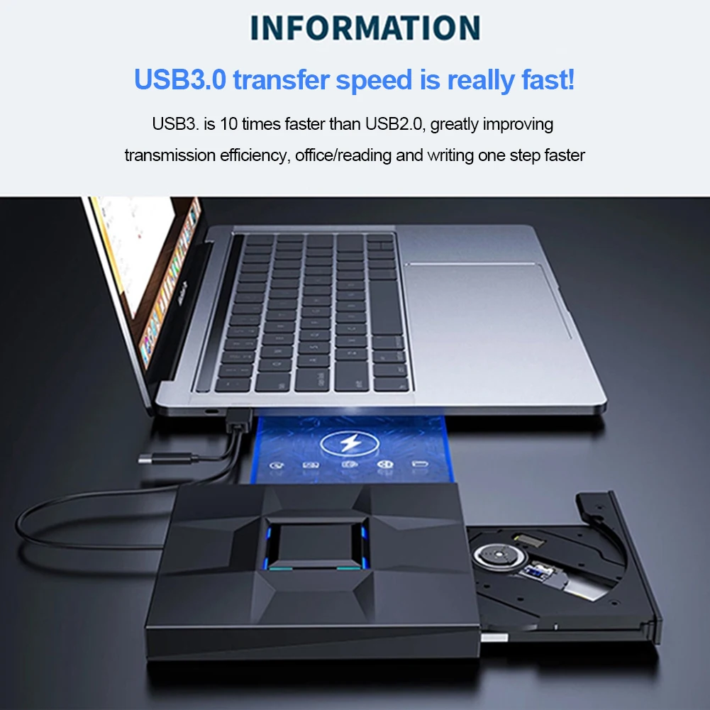 노트북 데스크탑용 광학 디스크 드라이브, CD-RW 외장 CD, DVD 드라이브, USB 3.0 C 타입, 휴대용 CD, DVD 버너, CD 리더 리라이터