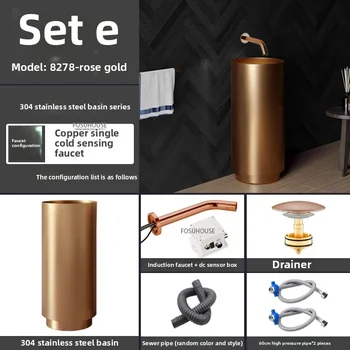 304 สแตนเลสสตีลรอบคอลัมน์อ่างล้างหน้าแบบบูรณาการชั้นยืนสวนกลางแจ้งอ่างล้างหน้า Luxury Bar โรงแรมห้องน้ําอ่างล้างจาน w 27