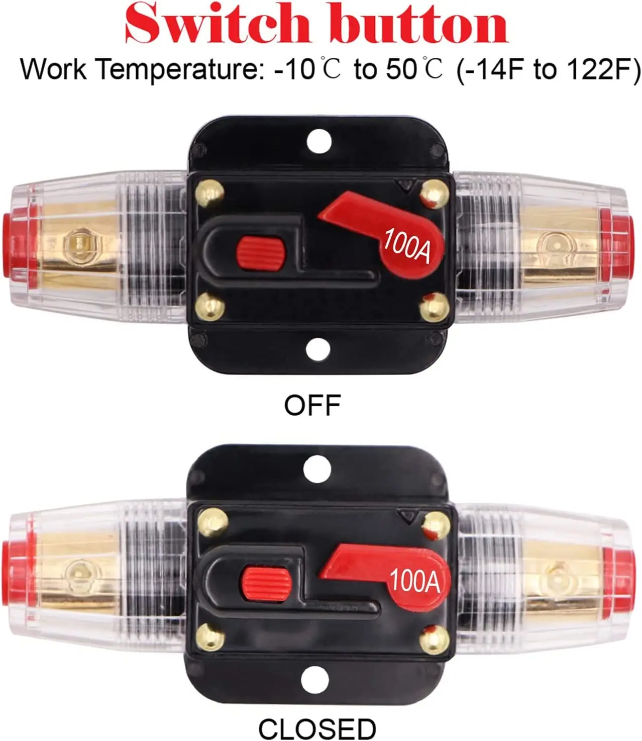 30A-150A Power Self-recovery Circuit Breaker Car Audio Conversion Protection Disconnect Fuse Holder 12V-24V DC circuit breaker
