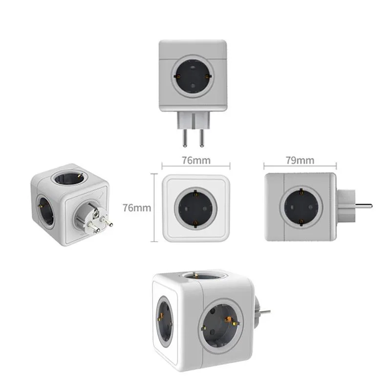 Massfa Multi USB Power Strip Cube with 4 Outlets - High-Power Extension Socket