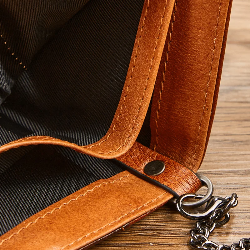 Dante Top Layer Cowhide Men Wallet Erasing Color RFID Anti-theft Brush Bag Card Swiping Driver's License Chain Zipper Coin Purse