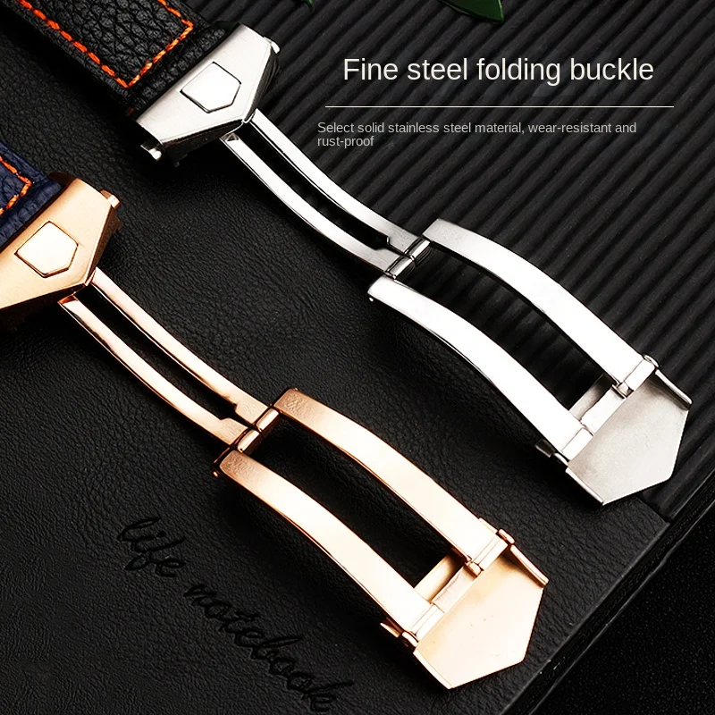 Premium 22mm Breathable Cowhide Leather Men's Watch Strap
