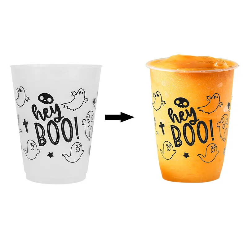 24pcs Halloween Plastic Cups Skull Trick or Treat Juice Cocktail Drinking Cups 2025 Halloween Theme Party Decoration Supplies