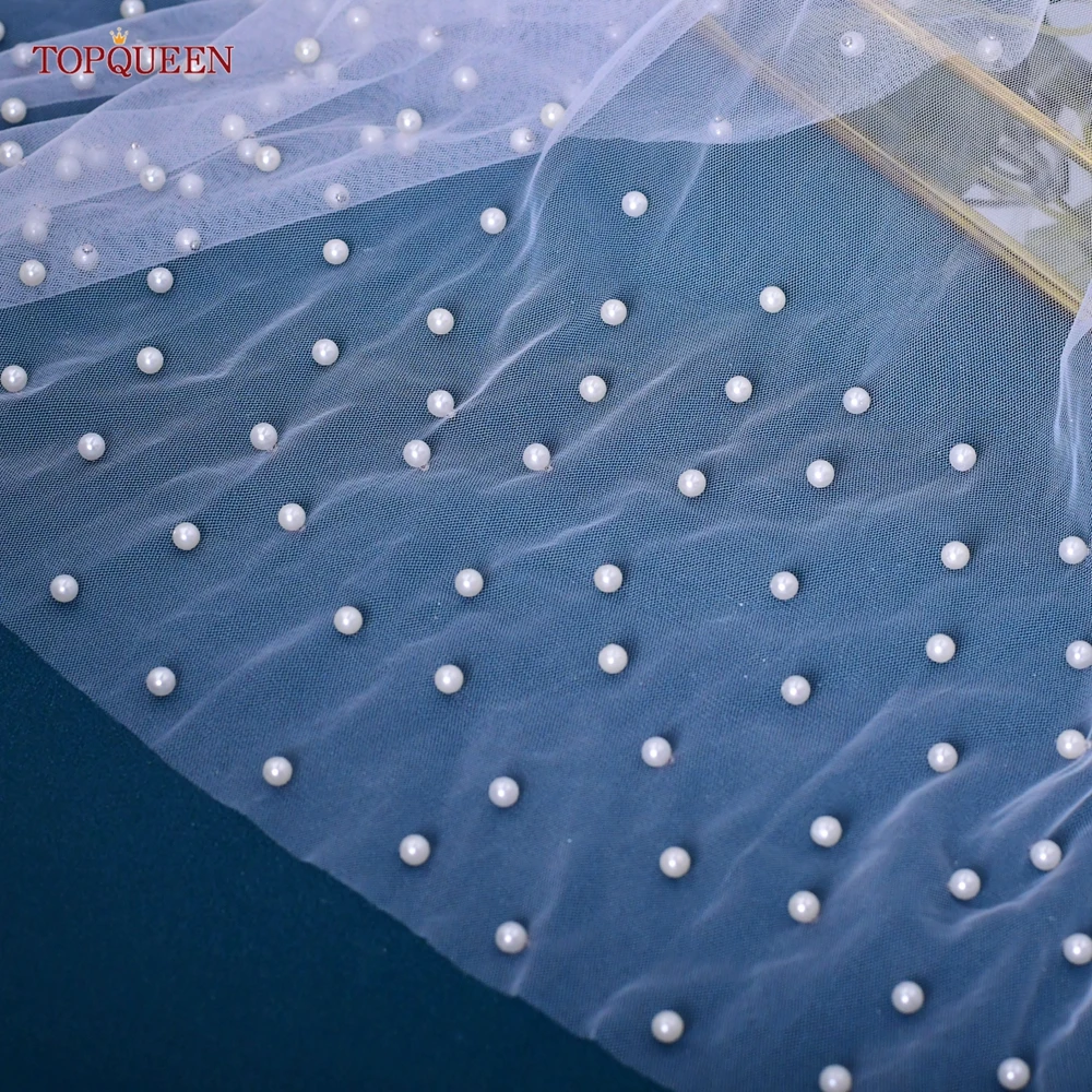 Pearls Wedding Veils with Comb Bridal Veil Type Layer Dramatic 1 Tier Pearl Veil for bridal veil