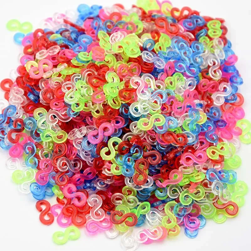 300/100pcs Acrylic S Clips Loom Rubber Band Clips Plastic Jewelry